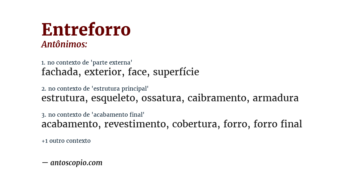 Antônimo de entreforro