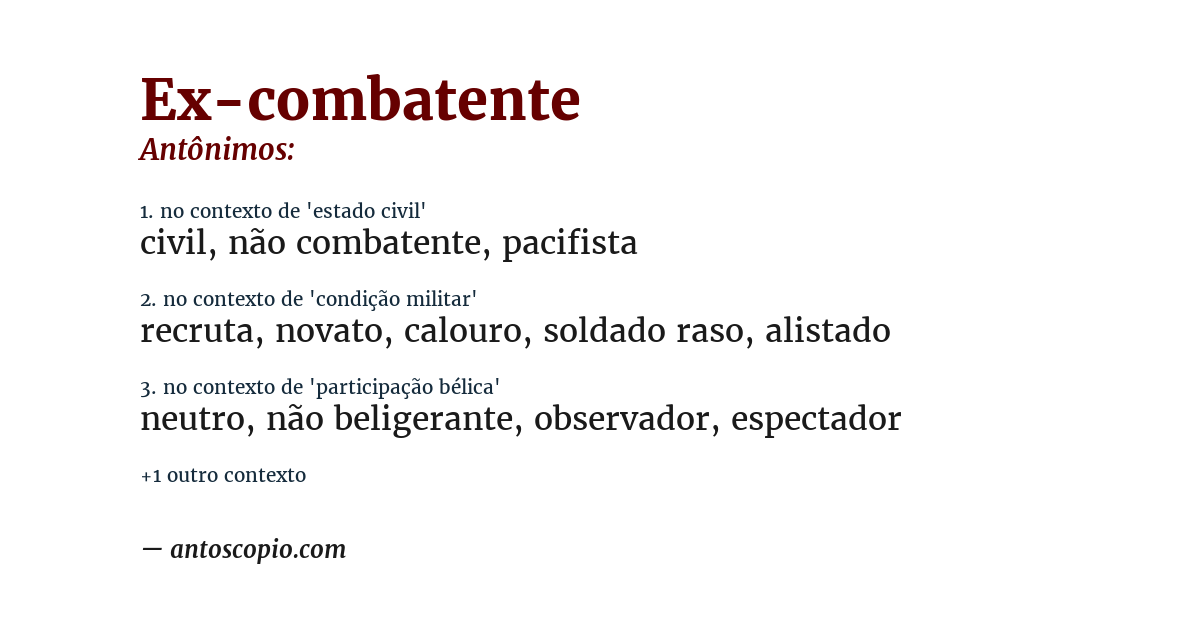 Antônimo de ex-combatente