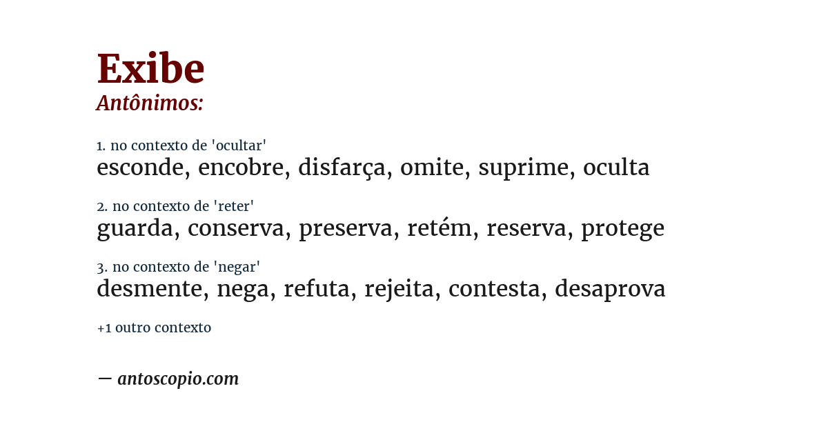 Antônimo de exibe