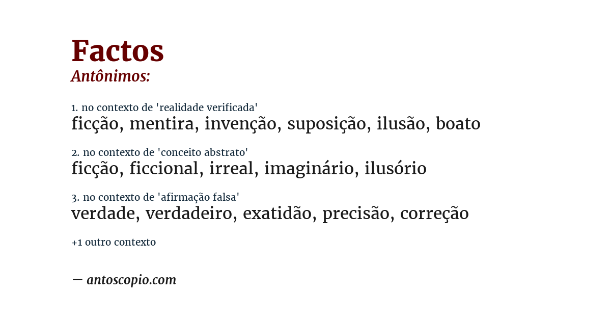 Antônimo de factos