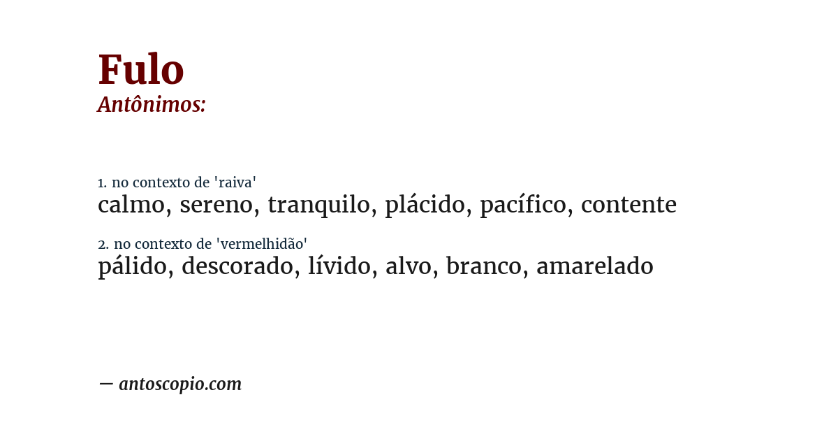 Antônimo de fulo