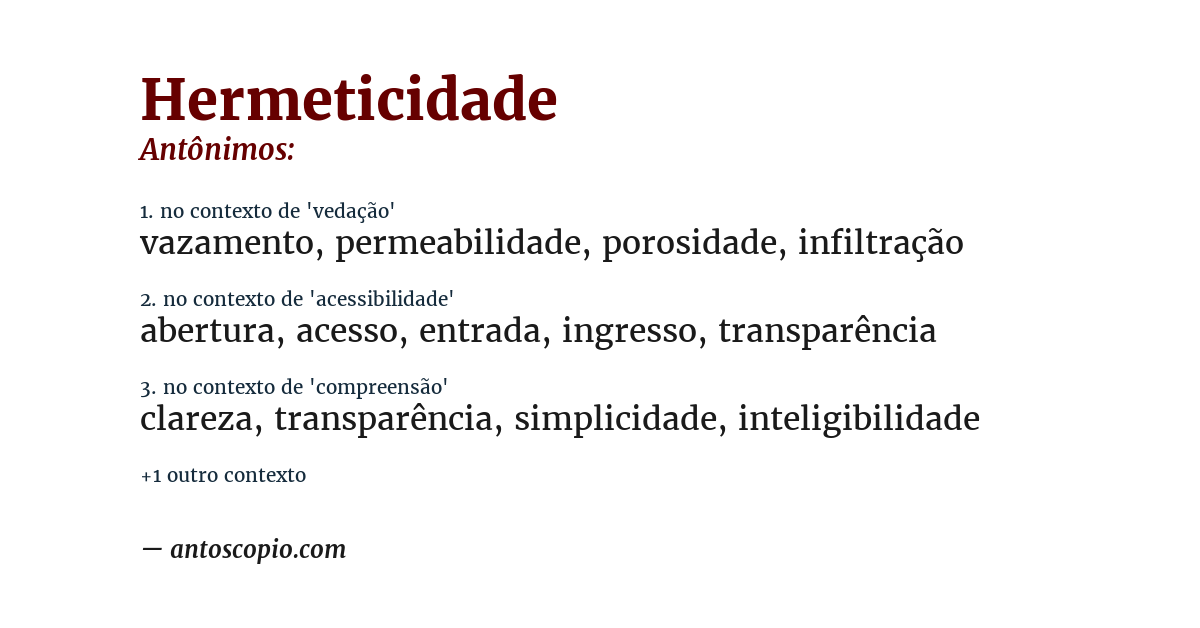 Antônimo de hermeticidade