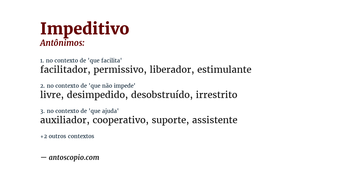 Antônimo de impeditivo