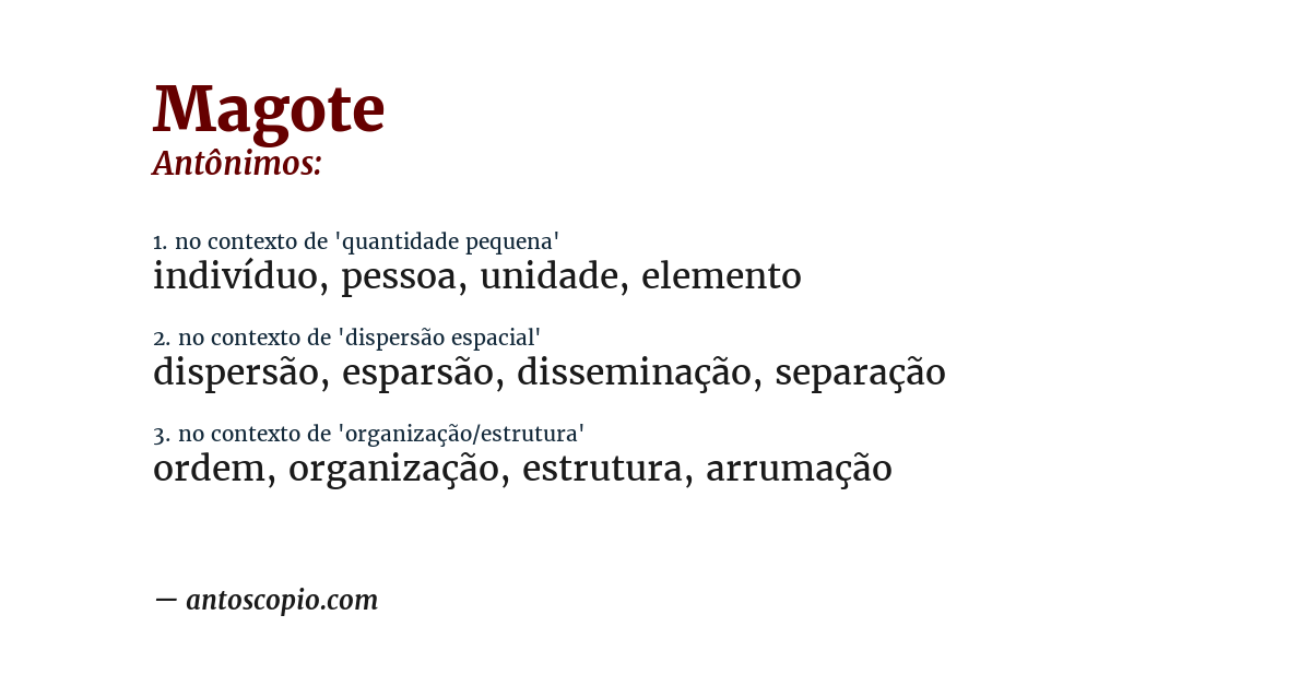 Antônimo de magote