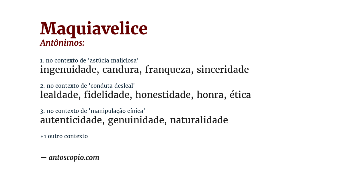 Antônimo de maquiavelice