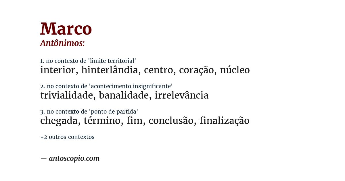 Antônimo de marco