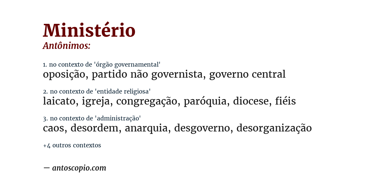 Antônimo de ministério
