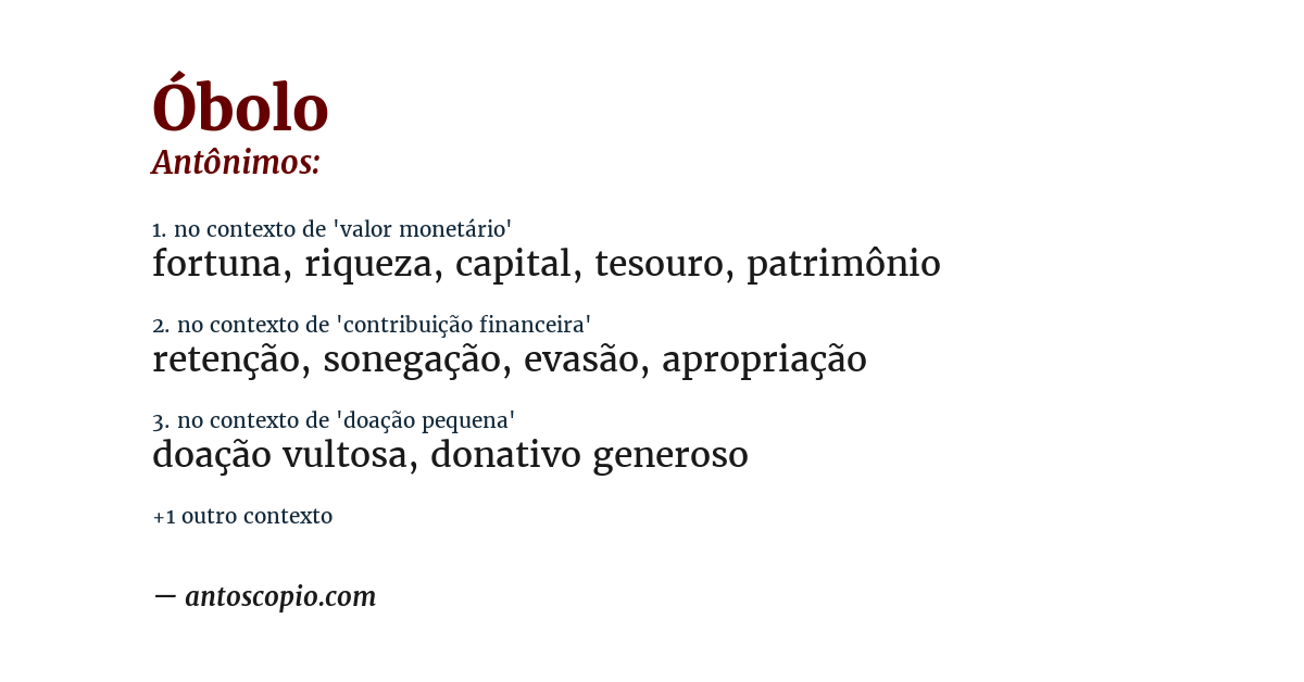Antônimo de óbolo