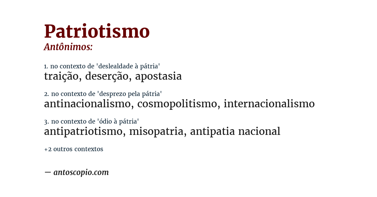 Antônimo de patriotismo