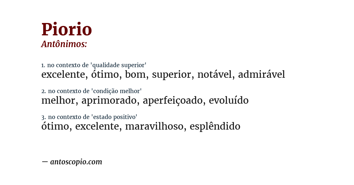 Antônimo de piorio
