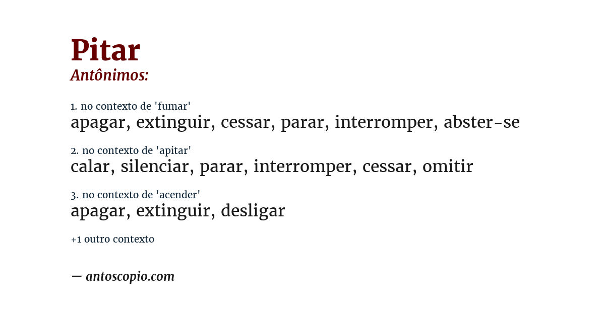 Antônimo de pitar