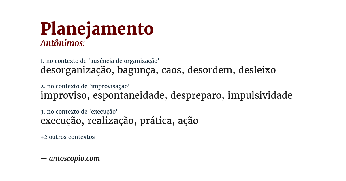 Antônimo de planejamento