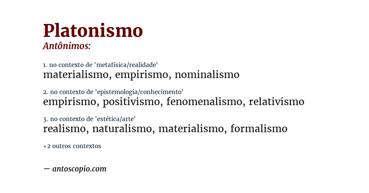 Antônimo de platonismo