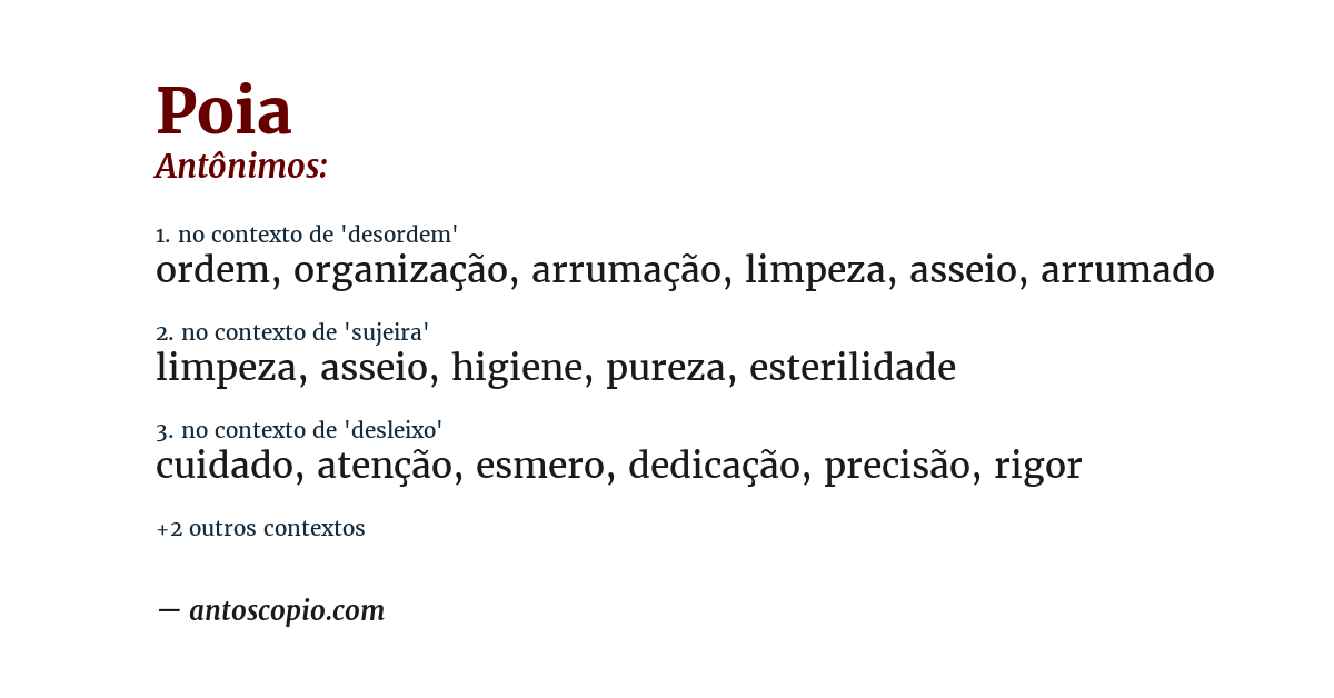 Antônimo de poia