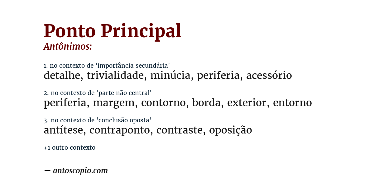 Antônimo de ponto principal