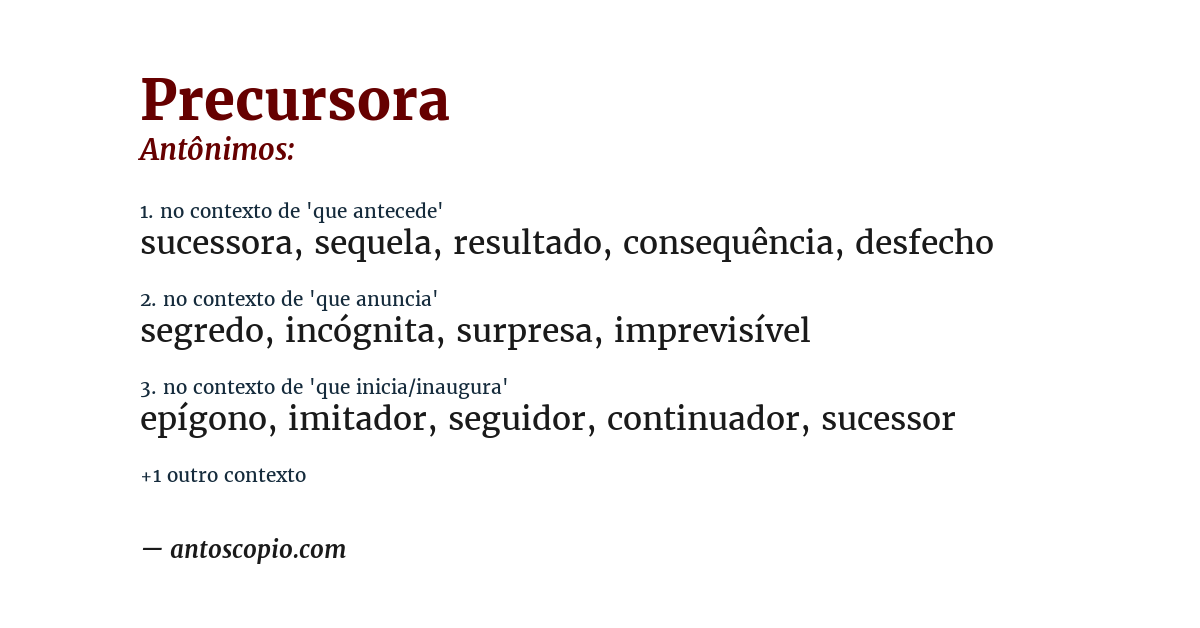 Antônimo de precursora