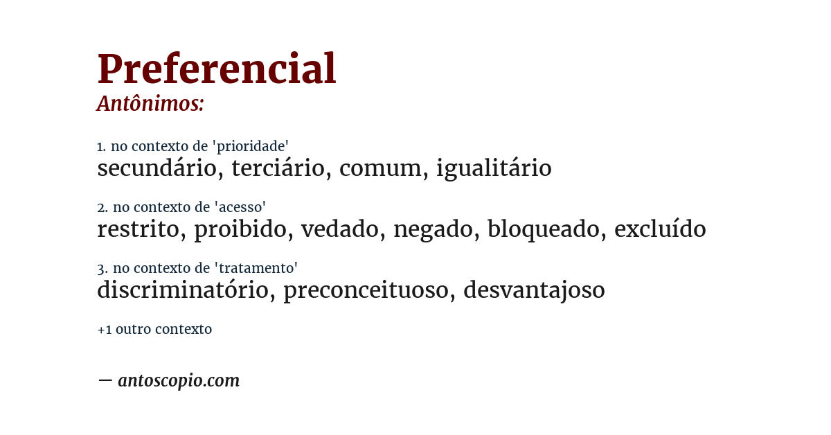 Antônimo de preferencial