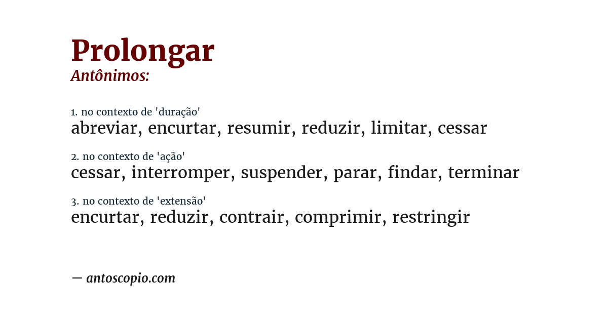 Antônimo de prolongar