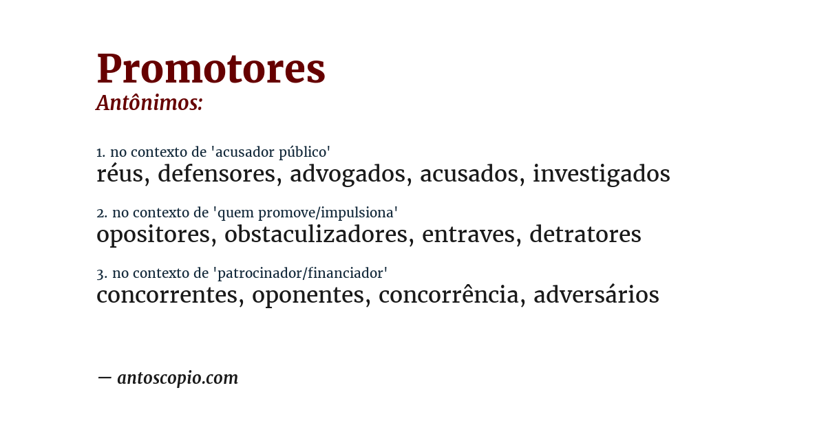 Antônimo de promotores