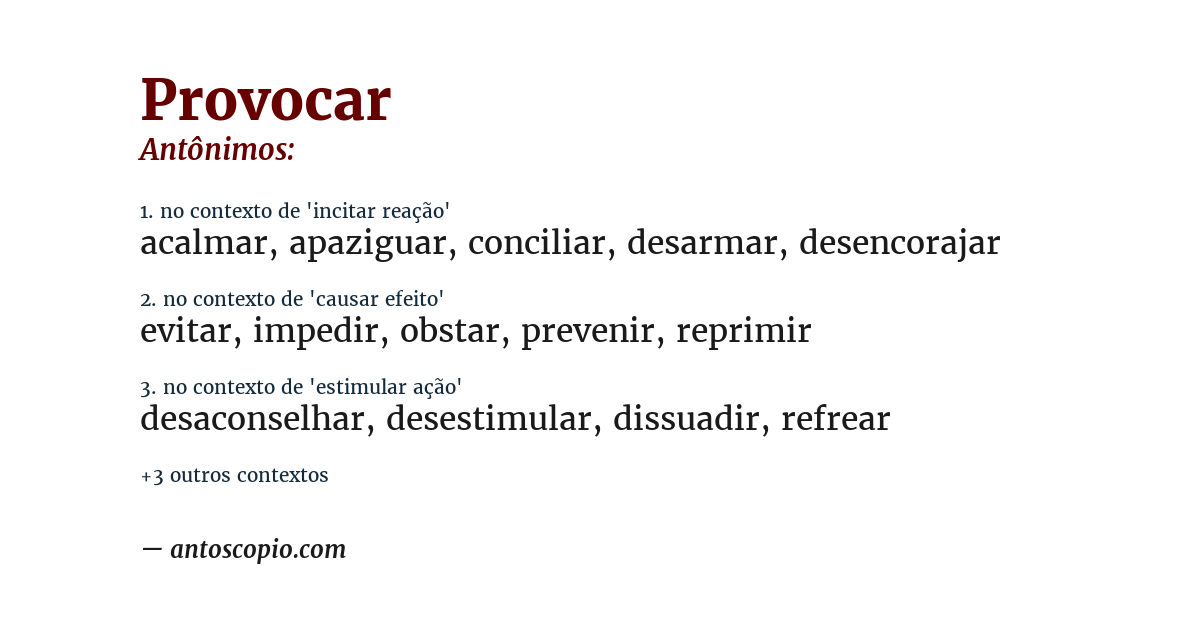 Antônimo de provocar