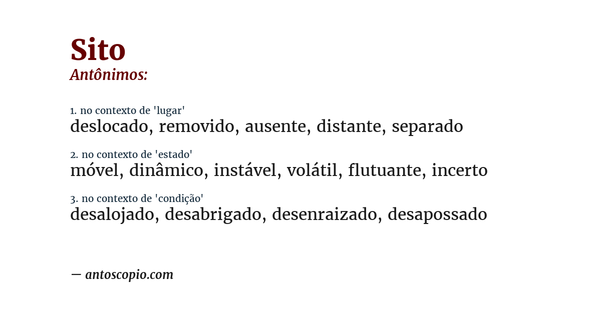 Antônimo de sito