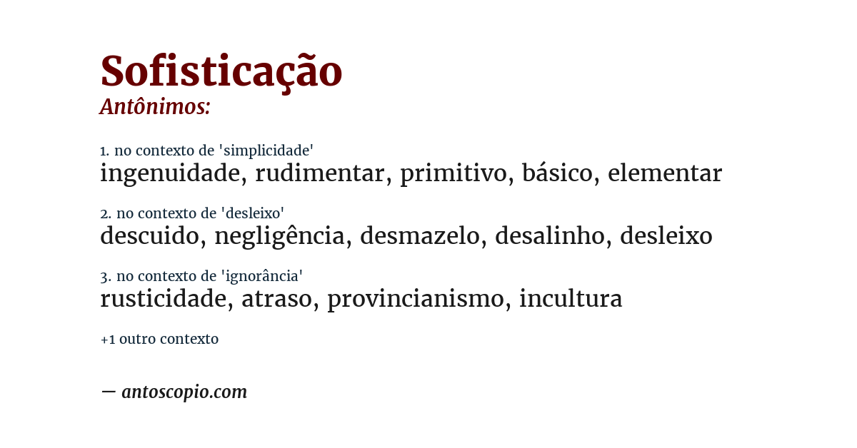 Antônimo de sofisticação