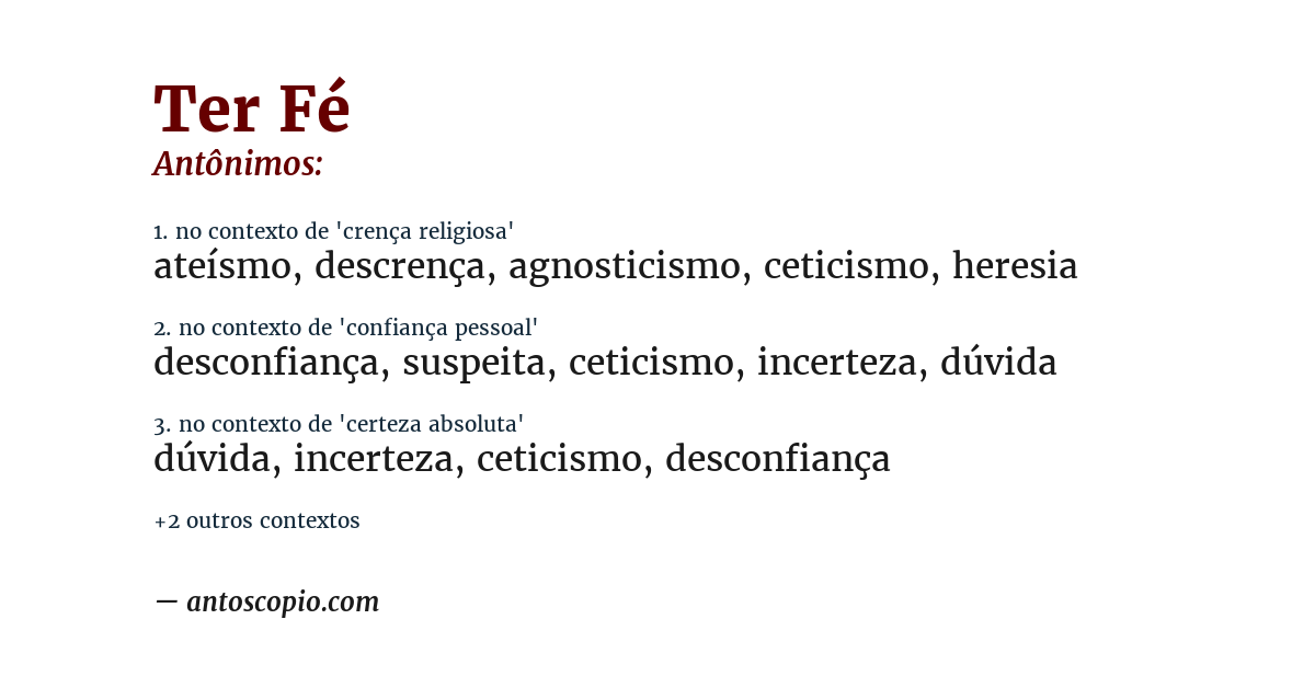 Antônimo de ter fé