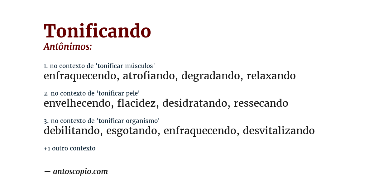 Antônimo de tonificando