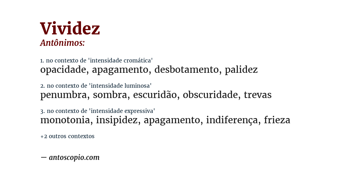 Antônimo de vividez