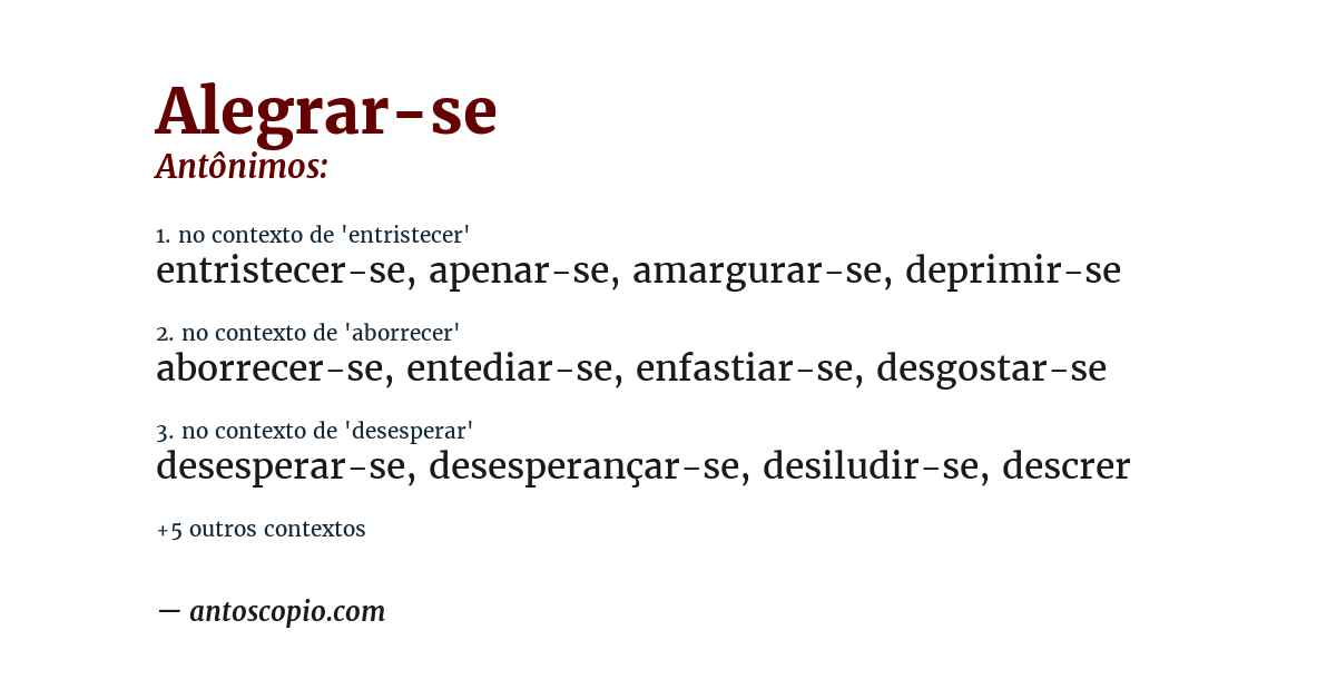 Antônimo de alegrar-se