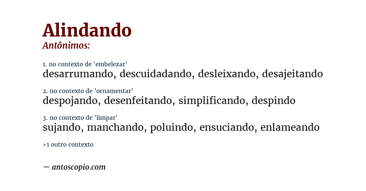 Antônimo de alindando