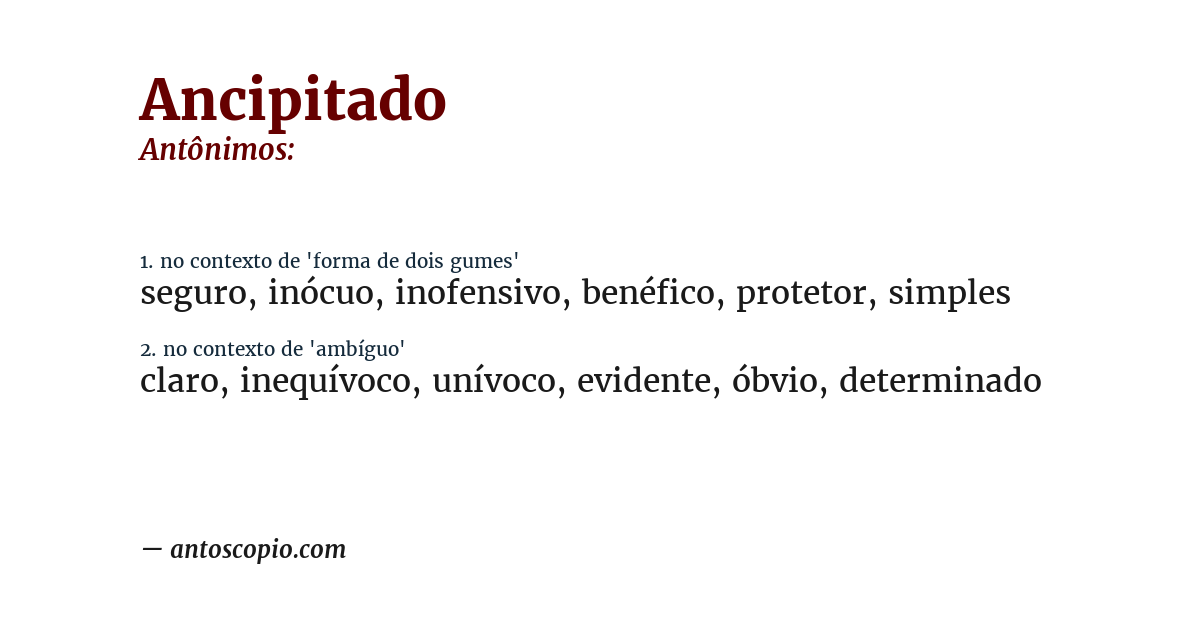 Antônimo de ancipitado