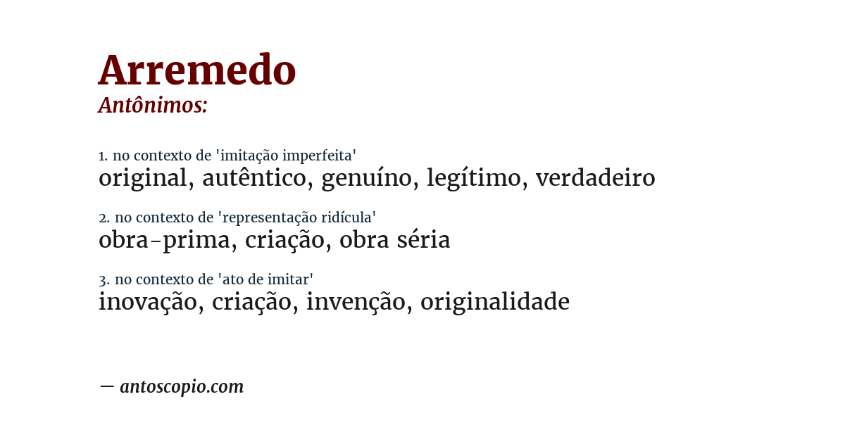 Antônimo de arremedo