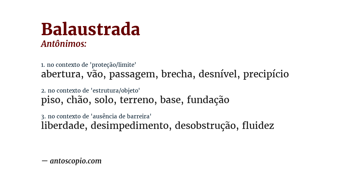 Antônimo de balaustrada
