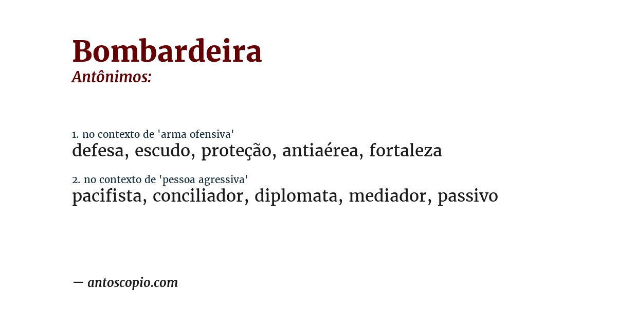 Antônimo de bombardeira