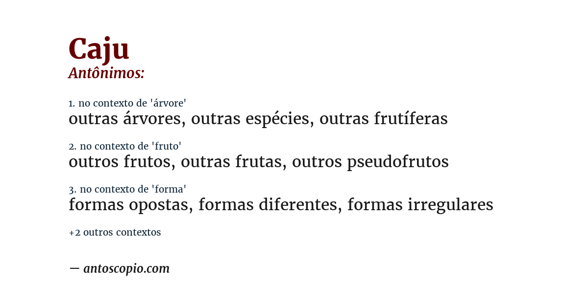 Antônimo de caju