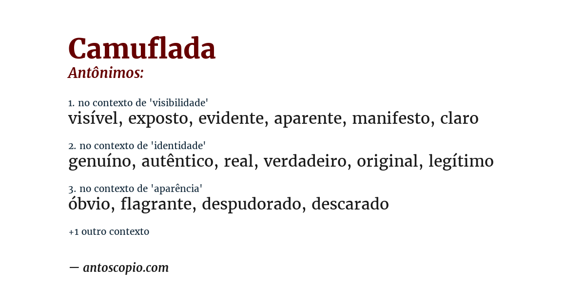 Antônimo de camuflada
