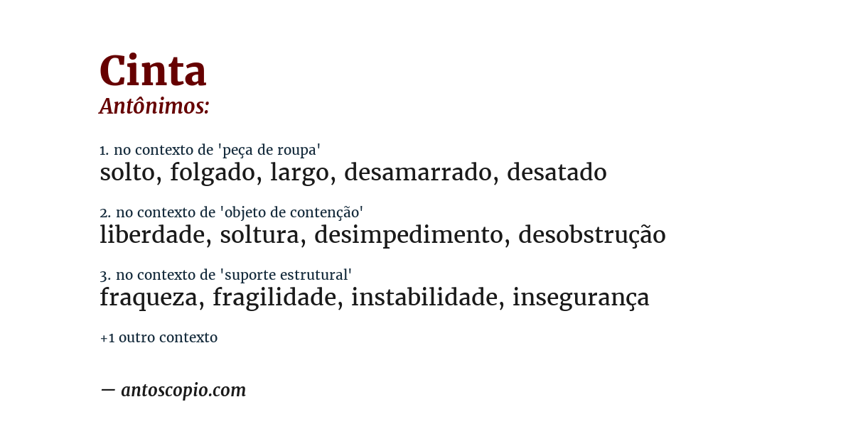 Antônimo de cinta
