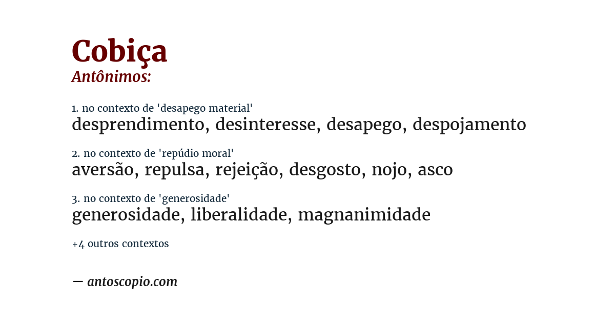 Antônimo de cobiça