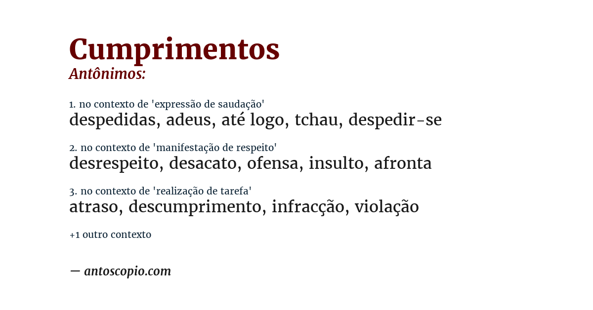 Antônimo de cumprimentos