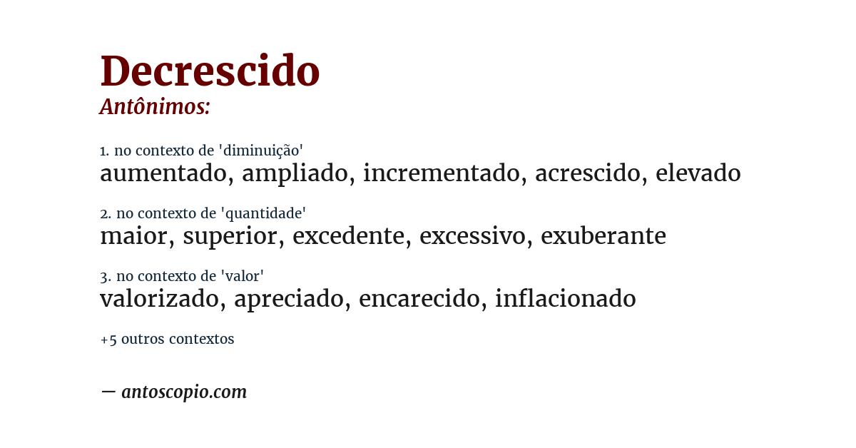 Antônimo de decrescido