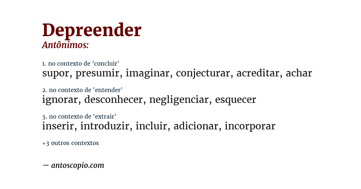 Antônimo de depreender