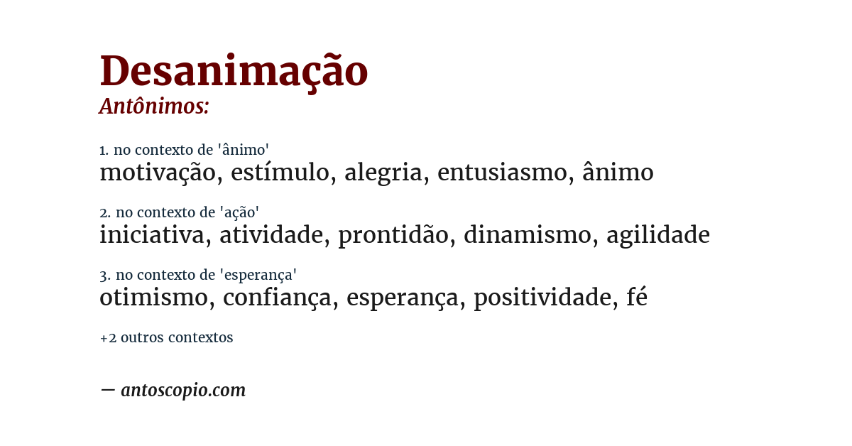 Antônimo de desanimação