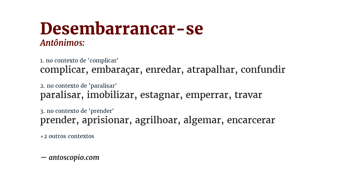 Antônimo de desembarrancar-se