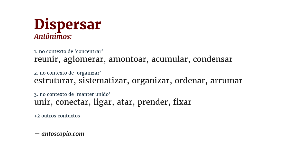 Antônimo de dispersar