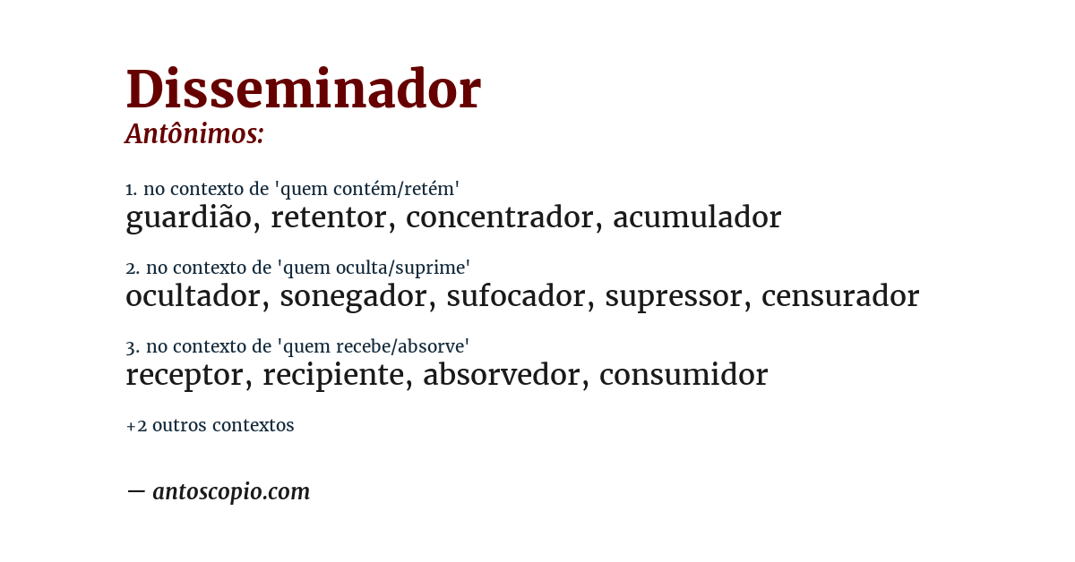 Antônimo de disseminador