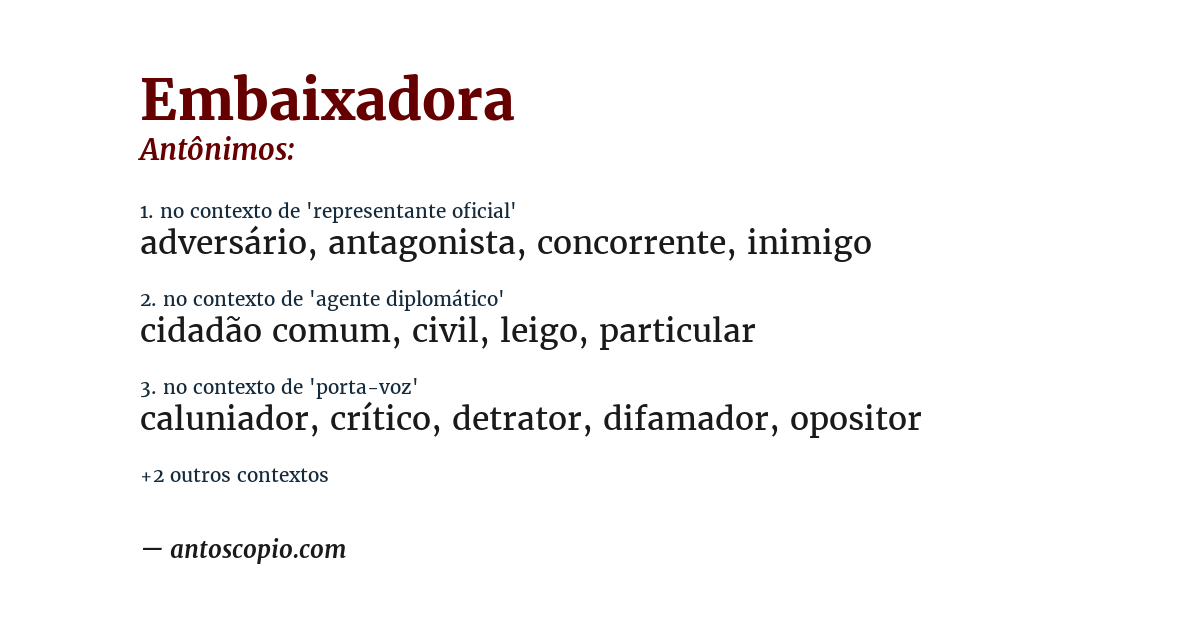 Antônimo de embaixadora