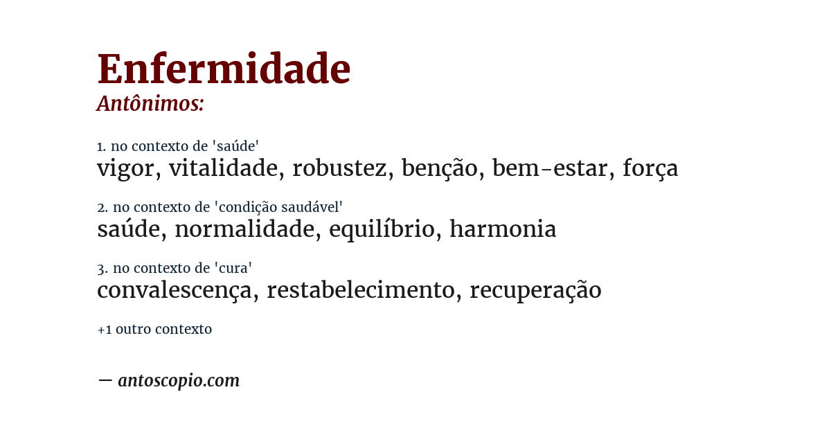 Antônimo de enfermidade