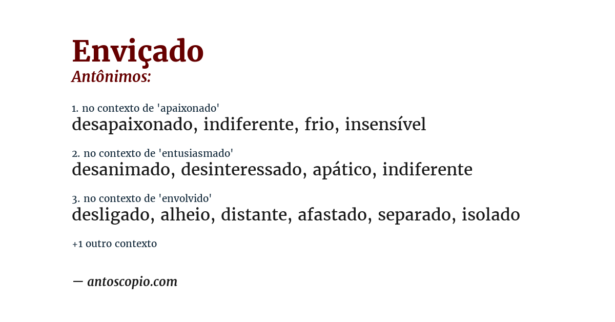 Antônimo de enviçado