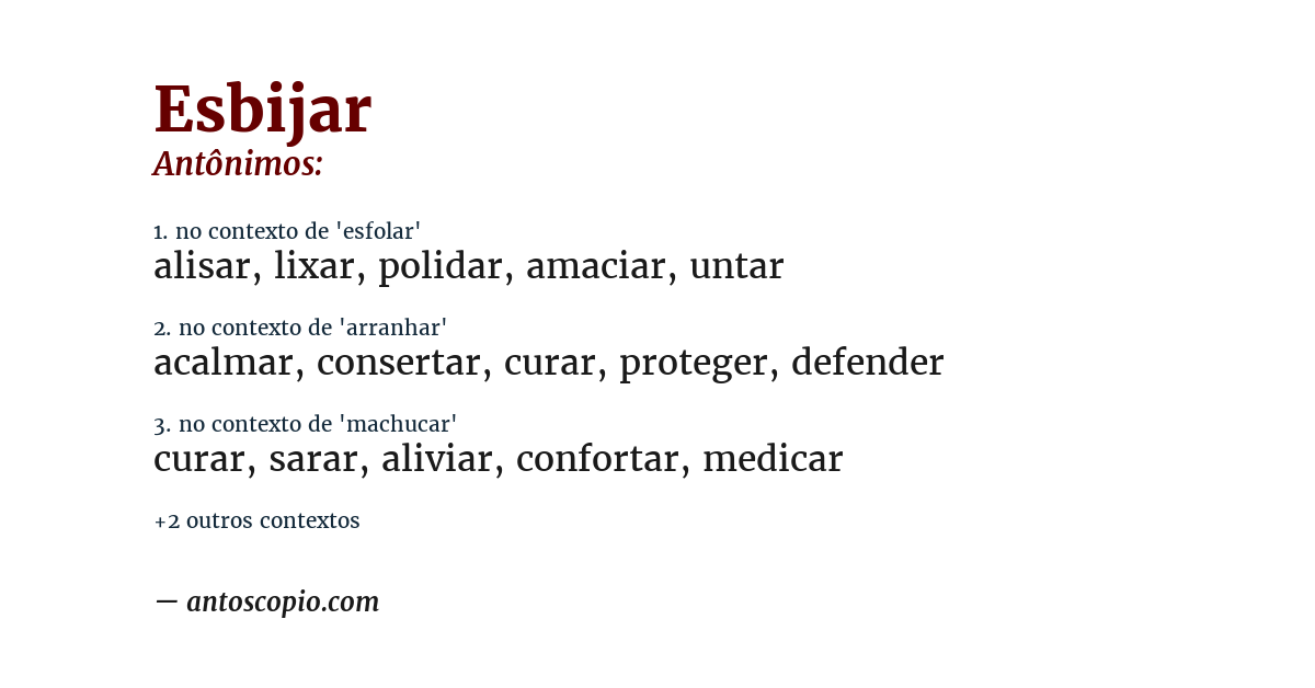 Antônimo de esbijar